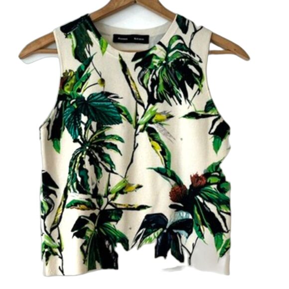 Proenza Schouler Tropical Knit Shell Retail $590 Sleeveless Medium Wool Silk - Picture 4 of 10